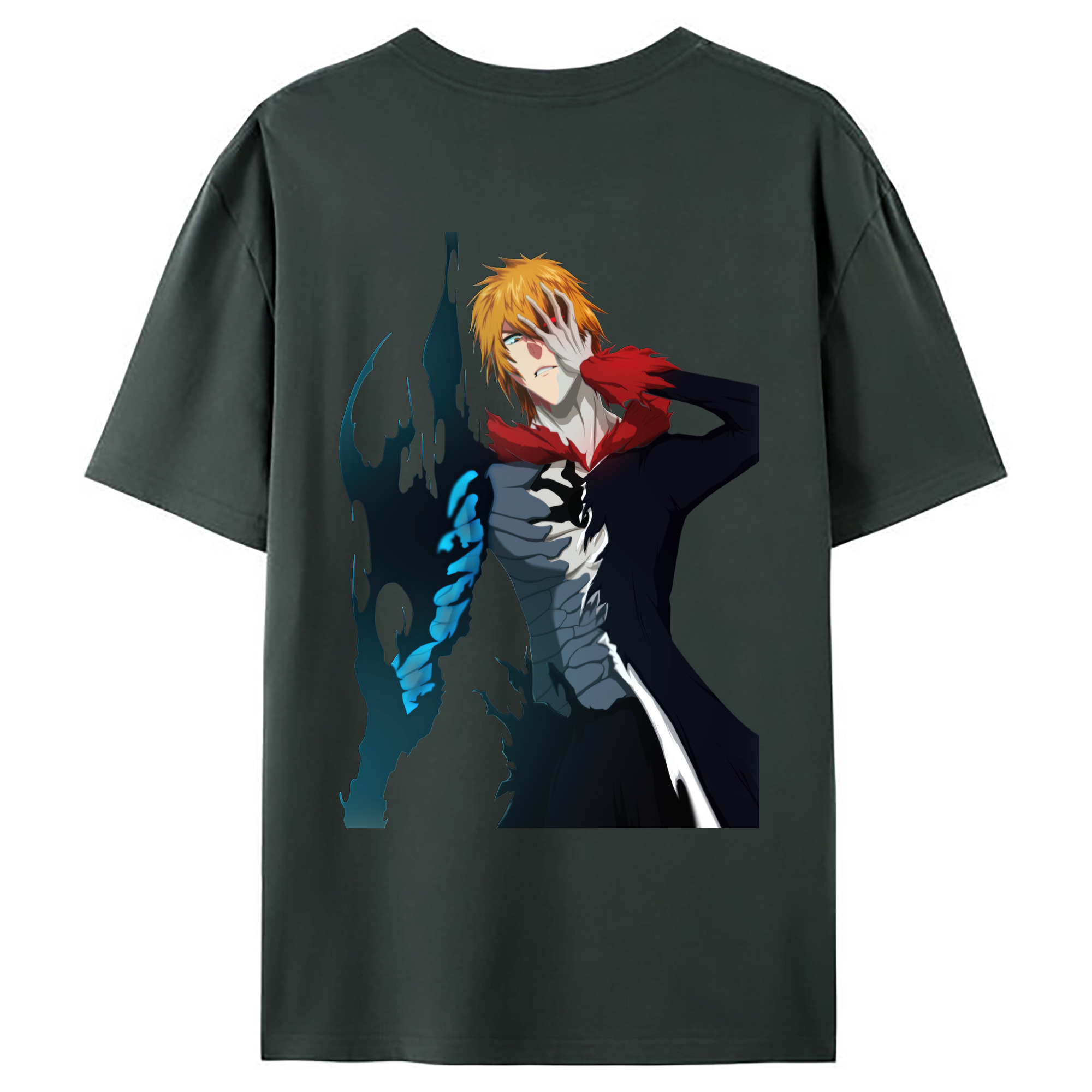 （画像用） ブリーチ 黒崎一護（くろさき いちご）BLEACH Kurosaki Ichigo 綿100％ メンズ半袖Tシャツ（バックプリント） 通気性